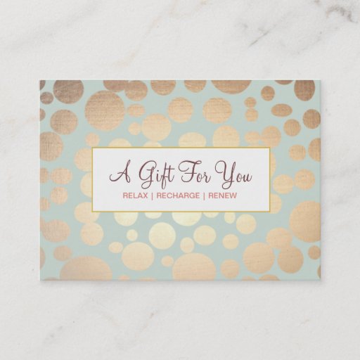 Customizable Salon and Spa Faux Gold Leaf Look Gift Certificate Business Card Template