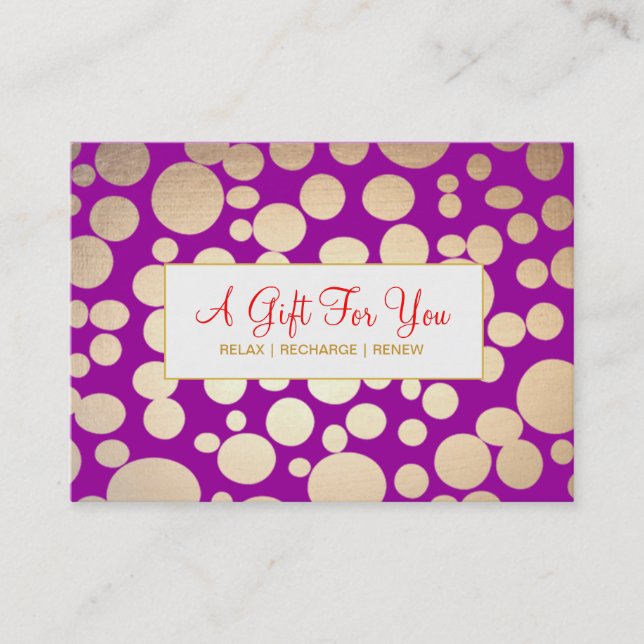 Salon and Spa Faux Gold Purple Gift Certificate (Front)
