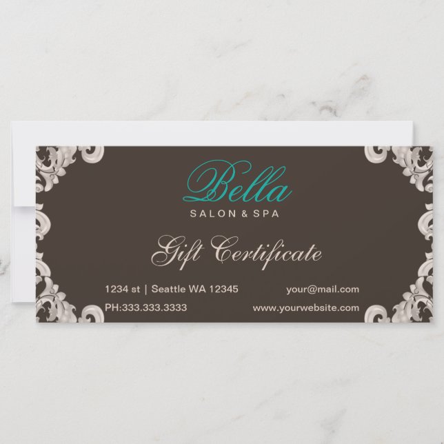 salon and spa Gift Certificate (Front)