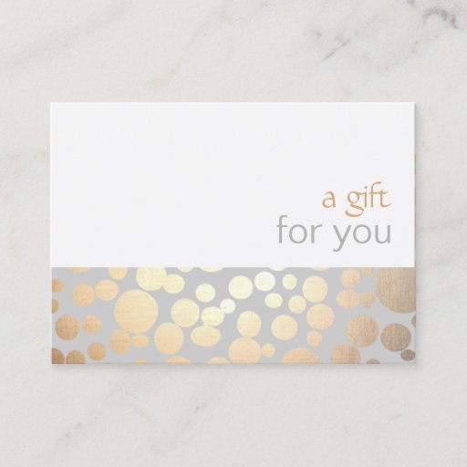 Customizable Salon Faux Gold Leaf and Gray Gift Certificate Business Card Template