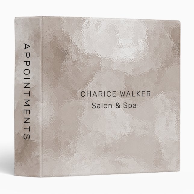 salon and spa metallic pearl appointment 3 ring binder (Front/Spine)