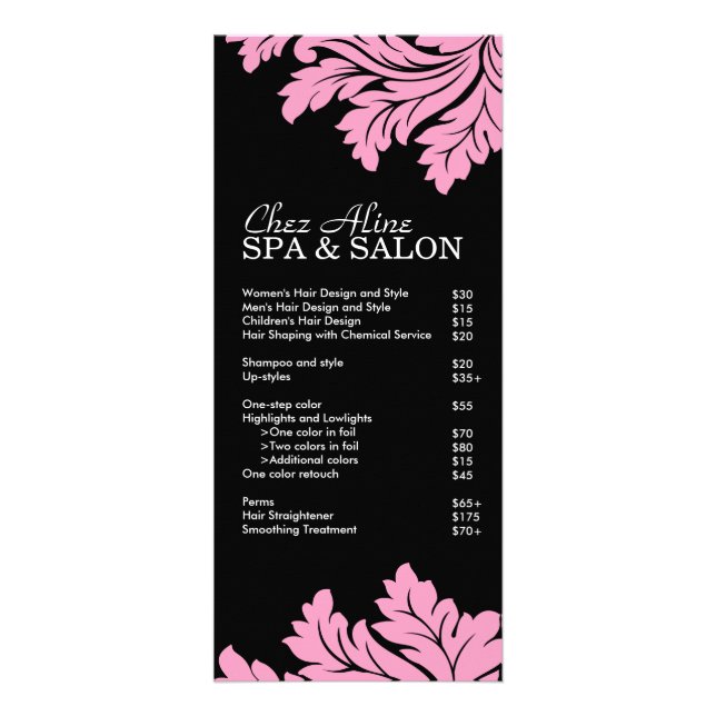 Salon and Spa Price List & Rack Card (Front)