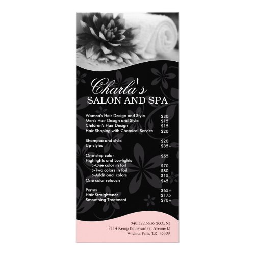 Salon and Spa Service Menu