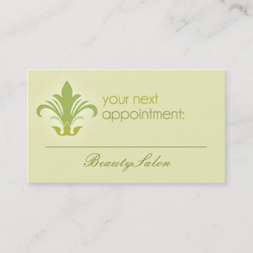 Customizable Salon appointment, beauty, spa green business card