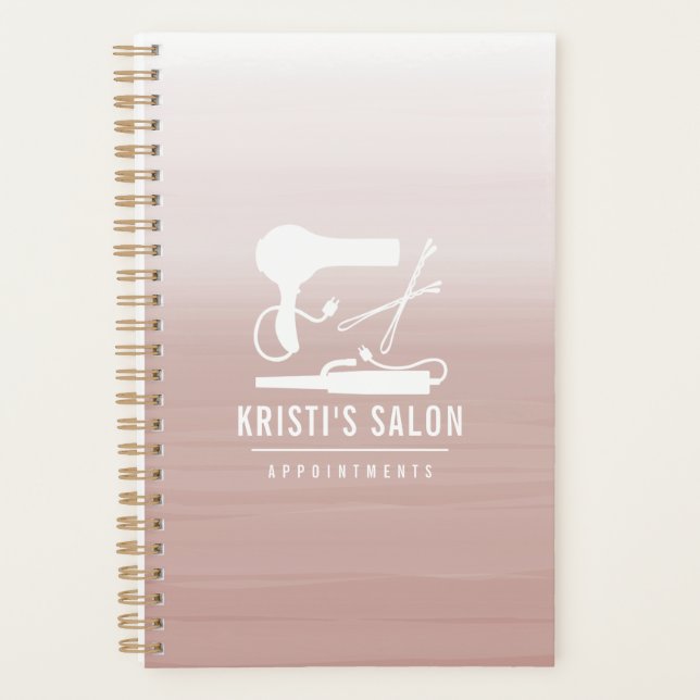 Salon Appointment Blush Watercolor Ombre Planner (Front)