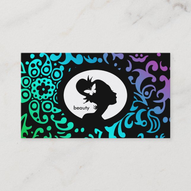 Salon Appointment Card Butterfly Woman GBP (Front)
