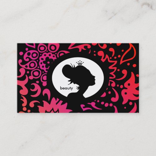 Salon Appointment Card Crown Woman Colorful Business Cards