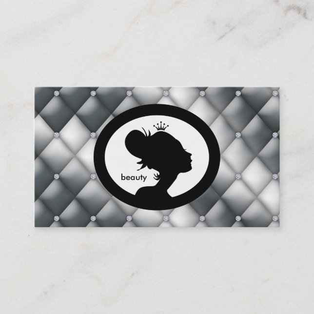 Salon Appointment Card Crown Woman Silhouette (Front)