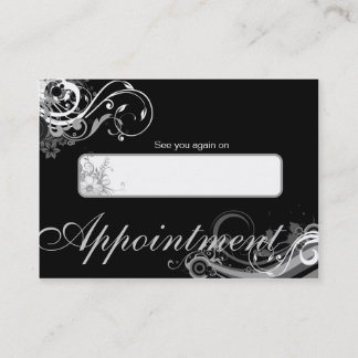 Salon Appointment Card Spa Floral Swirls Black