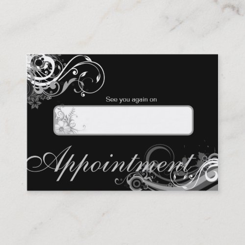 Salon Appointment Card Spa Floral Swirls Black Business Card