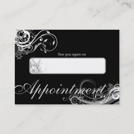 Customizable Salon Appointment Card Spa Floral Swirls Black Business Card