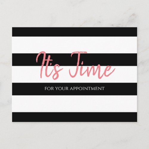 Salon Appointment Reminder Trendy Black Stripes Postcard