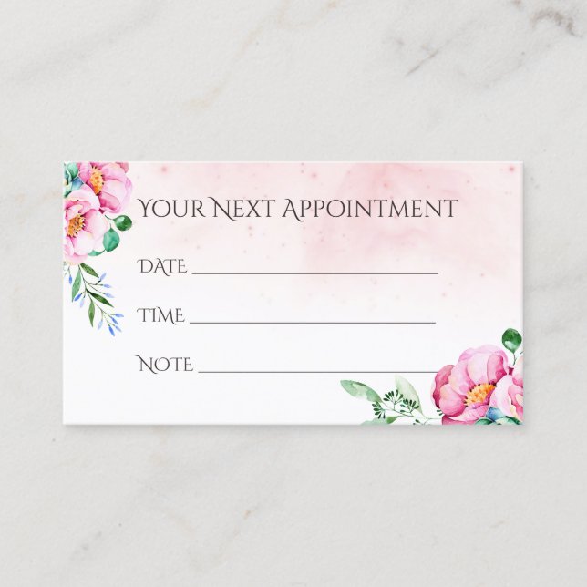 Salon Appointment Reminder Watercolor Floral (Front)