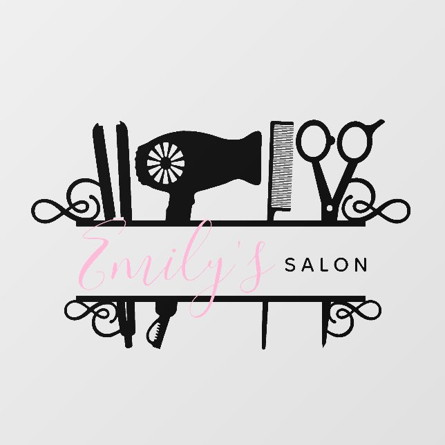 Salon Barber Business Logo Script Wall Decal (Front)