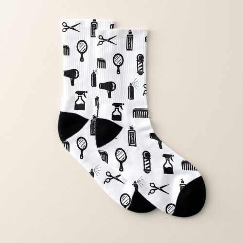 Salon  Barber Hairdresser Pattern CUSTOM BG COLOR Socks