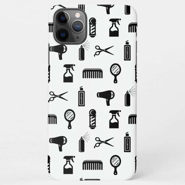 Salon & Barber Hairdresser Pattern CUSTOM COLOR iPhone Case (Back)