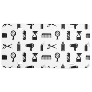 Salon & Barber Hairdresser Pattern CUSTOM COLOR License Plate