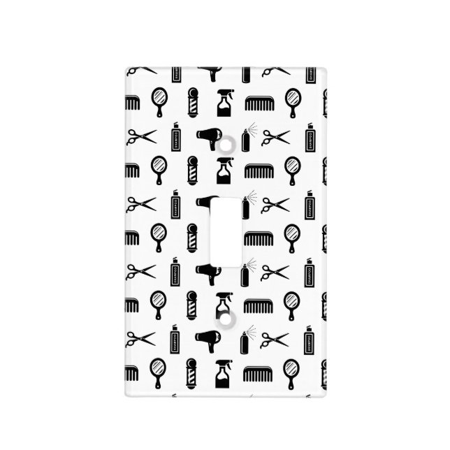 Salon & Barber Hairdresser Pattern CUSTOM COLOR Light Switch Cover (Front)