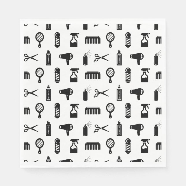 Salon & Barber Hairdresser Pattern CUSTOM COLOR Napkins (Front)
