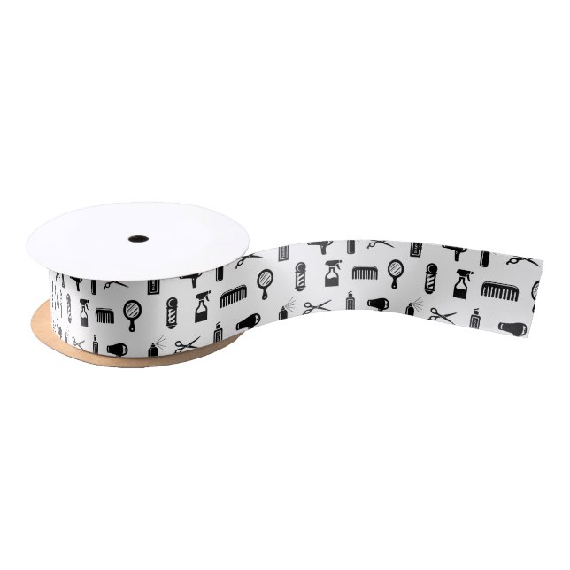 Salon & Barber Hairdresser Pattern CUSTOM COLOR Satin Ribbon (Spool)