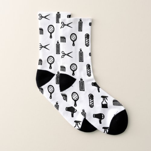 Salon  Barber Hairdresser Pattern CUSTOM COLOR Socks