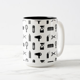 Salon & Barber Hairdresser Pattern CUSTOM COLOR Two-Tone Coffee Mug