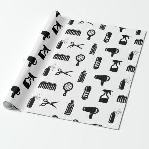 Salon & Barber Hairdresser Pattern CUSTOM COLOR Wrapping Paper