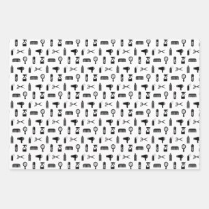 Salon & Barber Hairdresser Pattern CUSTOM COLOR Wrapping Paper Sheets