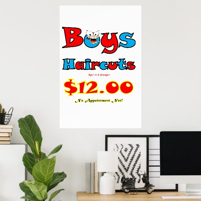 Salon Barbershop Poster Boys Haircuts  (Home Office)