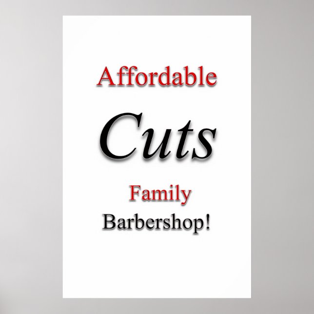 Salon Barbershop Posters Affordable Cuts! (Front)