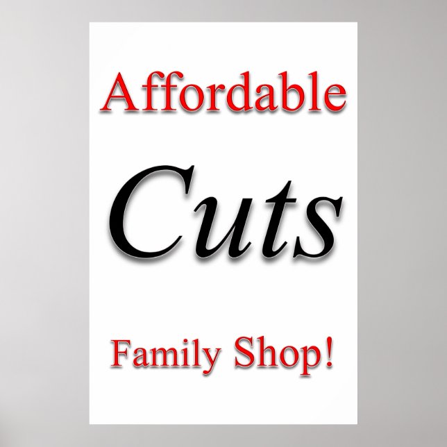 Salon Barbershop Posters Affordable Cuts! (Front)