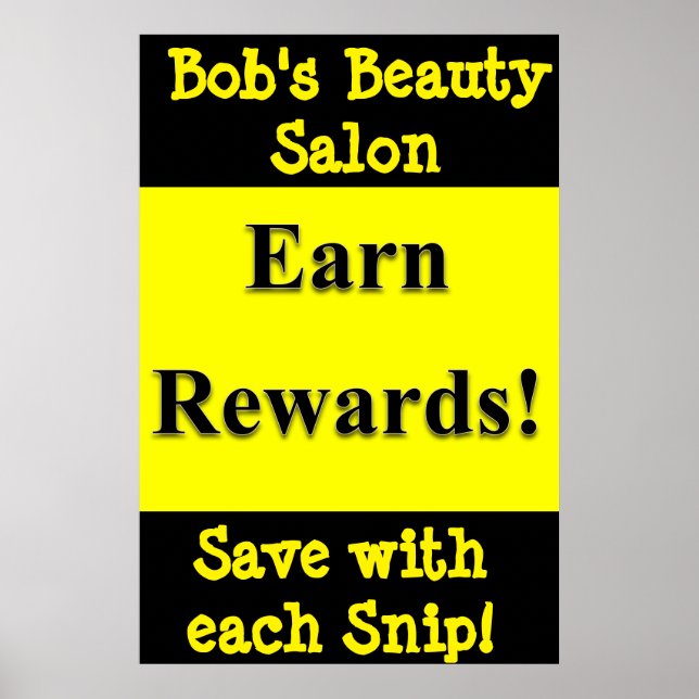 Salon Barbershop Posters Earn Rewards (Front)