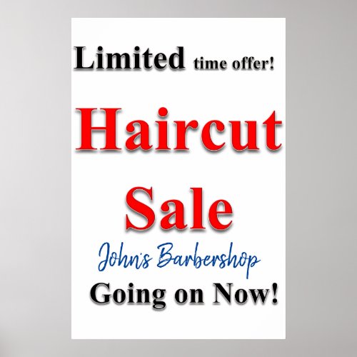 Salon Barbershop Posters Limited Haircut Sale