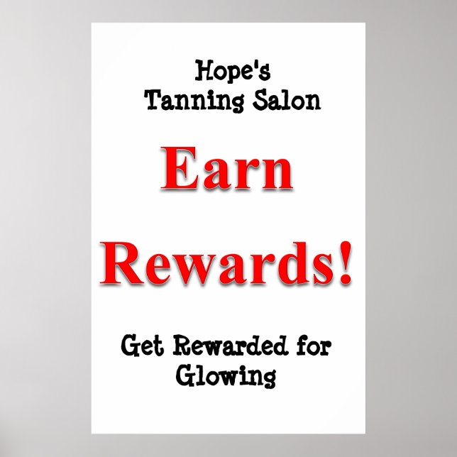 Salon Barbershop Posters Tanning Earn Rewards (Front)