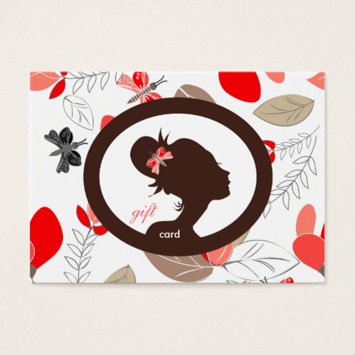Customizable Salon Beauty Gift Card Butterfly Flowers Red Business Card Template