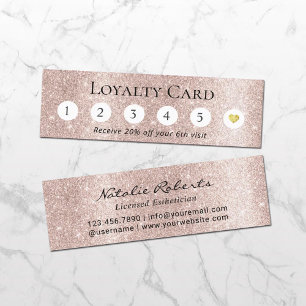 Salon Blush Rose Gold Glitter 6 Punch Customer Loyalty Card
