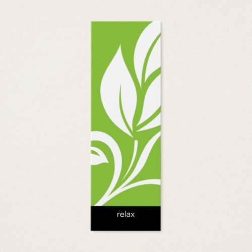 Salon Bookmark Spa bold leaf floral flower green Business Card Templates