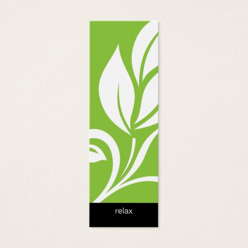 Customizable Salon Bookmark Spa bold leaf floral flower green Business Card Templates