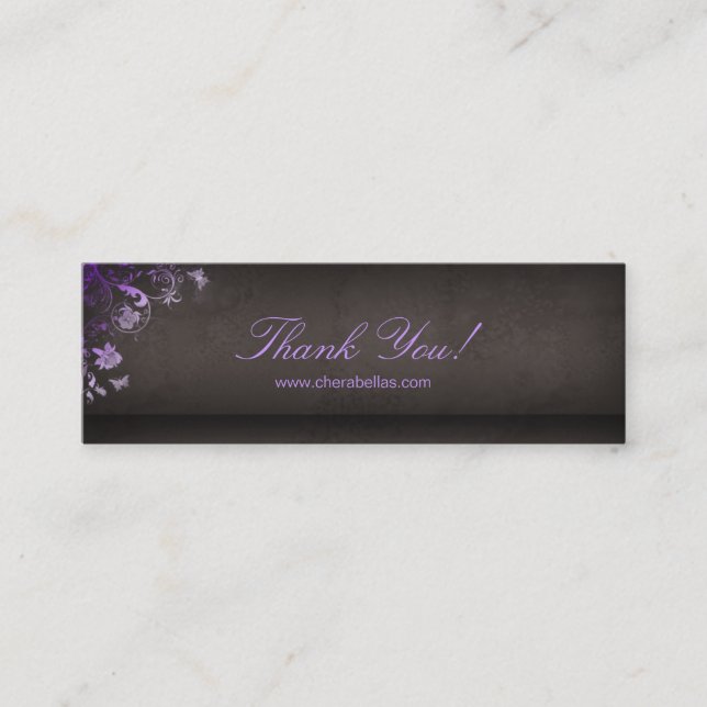 Salon Bookmark Spa Butterfly Floral purple Mini Business Card (Front)