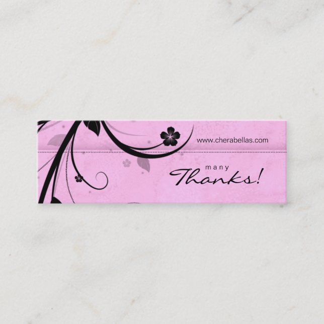 Salon Bookmark Spa Floral watery pink Mini Business Card (Front)