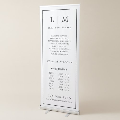 Salon Business Black and White Monogram Logo Retractable Banner