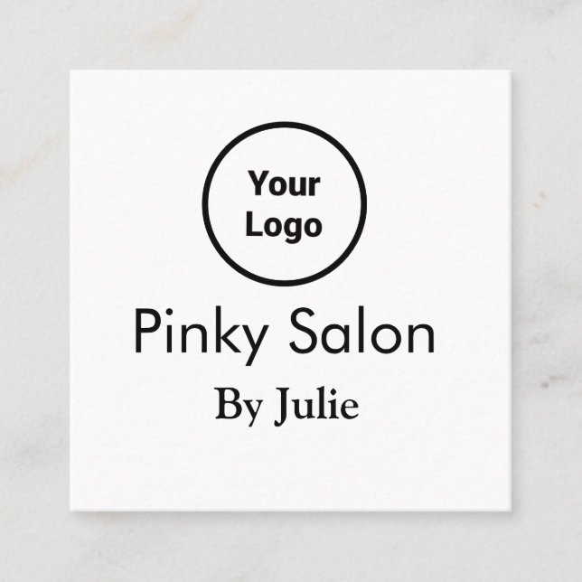 Salon business card add your logo Q R code name te (Front)