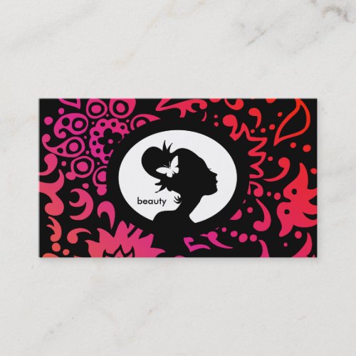 Salon Business Card Butterfly Woman Colorful
