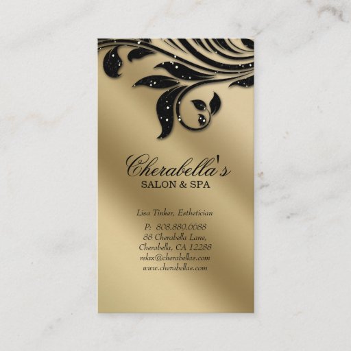 Customizable Salon Business Card Elegant Black Gold