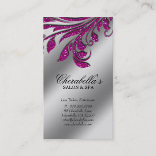 Salon Business Card Elegant Pink Silver Glitter HP