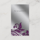 Salon Business Card Elegant Purple Silver Sparkle (Back)