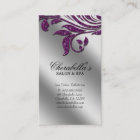 Salon Business Card Elegant Purple Silver Sparkle