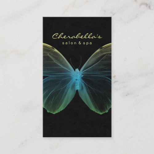Salon Business Card Spa Butterfly Blue Yellow