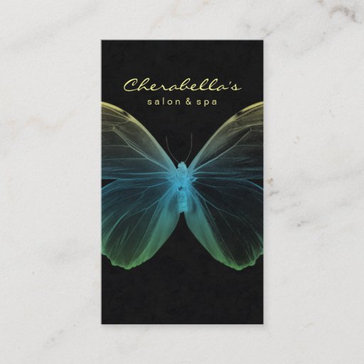 Customizable Salon Business Card Spa Butterfly Blue Yellow