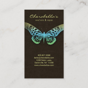 Salon Business Card Spa Butterfly Blue Yellow brwn